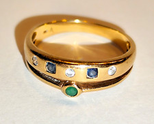 Goldring Gelbgold  8 Kt =333  mit 6 Edelsteinen Saf, Sma, Zir  0,18 ct   Gr 55