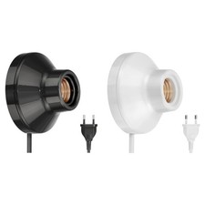 Wandleuchte / Lampenfassung ELEKTRA, Stecker, Schalter, Porzellan, schwarz
