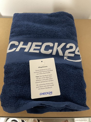 Badehandtuch dunkelblau check - dunkelblau,