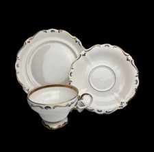 Rosenthal Pompadour 3 tlg. Tee-Kaffeegedeck  Reliefdekor Elfenbein Goldrand