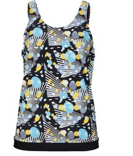 Tankini-Oberteil Gr. 38 Schwarz Weiß Graphisch Bademode Schwimm-Bade-Top Neu