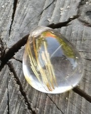 Rutil-Quarz ,Brasilien, a.m.Samml. Tropfen-Cabochon in Edelsteinqualität!!