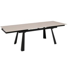 B-Ware Esszimmertisch MCW-O59, Sinterstein Metall ausziehbar, Marmor-Optik beige