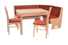 Truheneckbankgruppe Buche natur / rot Eckbankgruppe Essgruppe Eckbankgarnitur
