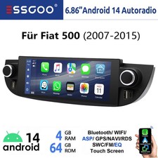 4+64GB Autoradio Android 15 Für Fiat 500 2007-2015 Carplay 6,86" GPS Navi BT USB