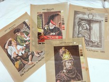 4x bedruckte Straminbilder, Gobelinbilder zum Sticken