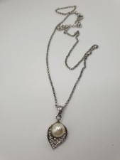 Edelstahl Halskette Mit Muschel Motiv Und Perle Modeschmuck Glitzern 27 Cm Lang