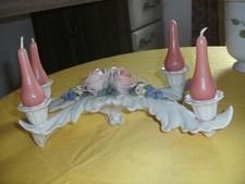 Porzellan-Kerzenstender mit 4 Kerzen Motiv: rote Rosen