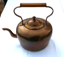 ☕ Antiker Kupfer Wasserkessel Vintage Teekanne Messinggriff Deko Sammlerstück