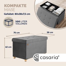 B-Ware Sitztruhe M Samt anthrazit mit Füßen Truhe Deko Stauraum Kiste