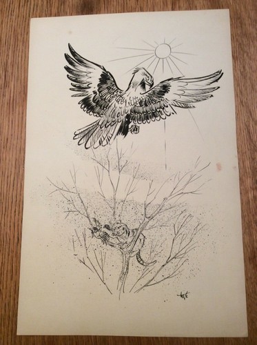 Originalzeichnung spatz adler - spatz,