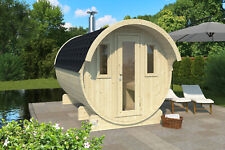 Exklusives Saunafass 330 cm Fasssauna Holz Sauna Fass Massivholz Saunakabine