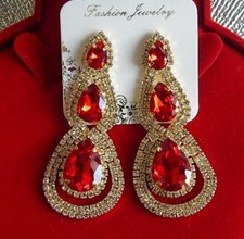 lange elegante XL OHRRINGE OhrHänger rote Swarovski*Elemente*Gold*verschiedene