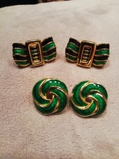 Cabouchon Österreich Ohrringe Ohrstecker, emailliert und vergoldet, 2 Paar