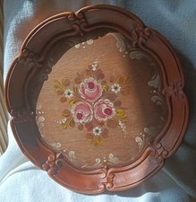 HOLZTELLER WANDTELLER? BAUERNMALEREI HANDBEMALT VINTAGE HÜBSCHE HANDARBEIT ❤️