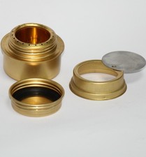 Spirituskocher, Dose, Messing ca. 100 ml ca. 7,5 x 5 cm ultraleichter Brenner