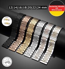 Uhrenarmband Glieder Armband 12 14 16 18 20 22 24 mm Edelstahl Metall Universell