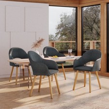 Esszimmerstühle 2er Set Polsterstuhl mit Armlehne Stühle Polyester Dunkelgrau