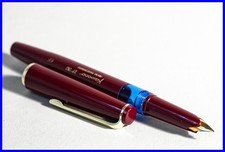 KAWECO Kolben Füller V90 in Burgunder ROT & GOLD mit EF Gold Feder
