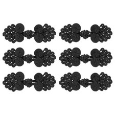 6 Paare chinesische Knoten Frosch Knöpfe Verschluss Schwarz Nähen Knöpfe