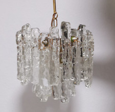 J. T. Kalmar Eisglas & Messing Kronleuchter Hängelampe Vintage 60er