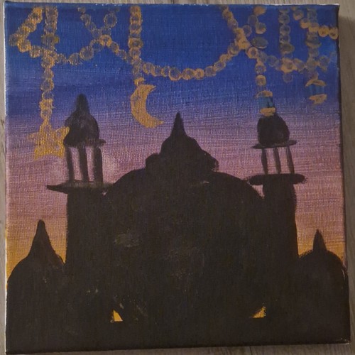 Gemälde moschee silhouette - gemälde, moschee-silhouette