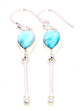 Karibischer Larimar Edelstein 925 Sterlingsilber Handarbeit Schmuck Ohrringe ...