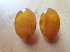 Schöne, alte Natur Bernstein Ohrringe Ohrclips Ohrklipser 28mm X 20mm