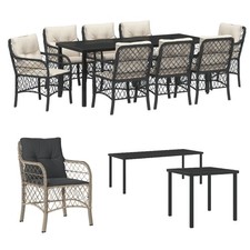 2/4/6/8-Sitzer Sitzgruppen Garten-Essset Lounge Set mit Kissen Poly-Rattan