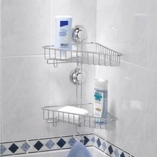 EverLoc Vacuum-System Eckablager 2er, Eckablage mit Saugnäpfen aus Metall Silber