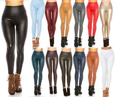 Damen Wetlook Lederlook Thermo Leggings Milax-Fashion