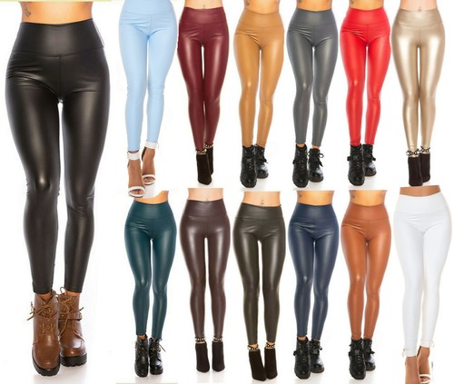Damen wetlook lederlook - damen,