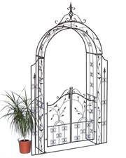 Rosenbogen mit Tor Metall 18604 Torbogen Gartentor Eisen Rankhilfe Rundbogen Tür