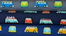 Jersey mit VW Bus Bulli 50 cm x 150 cm Baumwolljersey 3 Farben grau marine