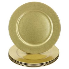 6x Platzteller Gold Glitzer Ø33cm Dekoteller leicht Kunststoff Weihnachten  