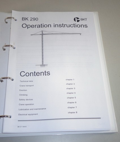 Operation instructions potain - instructions,