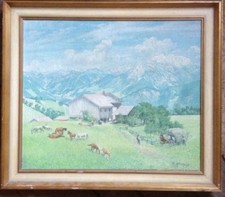 ::BERGBAUERNHOF °ALPEN KÜHE UND SPIELENDE KINDER °RAHMEN ALM PFERDE TIERE BERGE