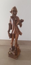 Holzfigur „Der Bücherwurm“ – handgeschnitzt, ca. 45 cm – Gelehrter mit Buch