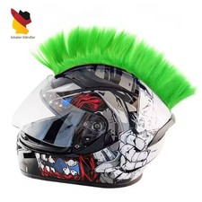 Punk Mohawk synthetische Perücken mit bunten Helmdekorationen Motorrad Irokese