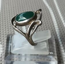 Edel Damen Ring grüner Stein Sterling Silber 925 Gr.54 17,2 SUPER Vintage