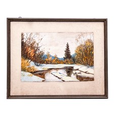 Original Gemälde Landschaftsmalerei signiert A. Winkelboek mit Bilderrahmen