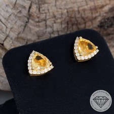 Wert 750 € Brillant Citrin Ohrringe in 750 18 Karat Gelb Gold