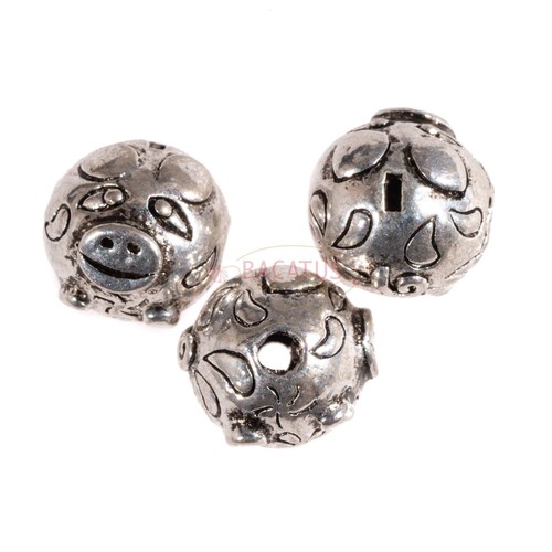 Metallperle sparschwein silber - metallperle,