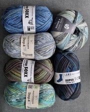 Sockenwolle, Strumpfwolle, 6 x 100 Gramm, 4-fädig