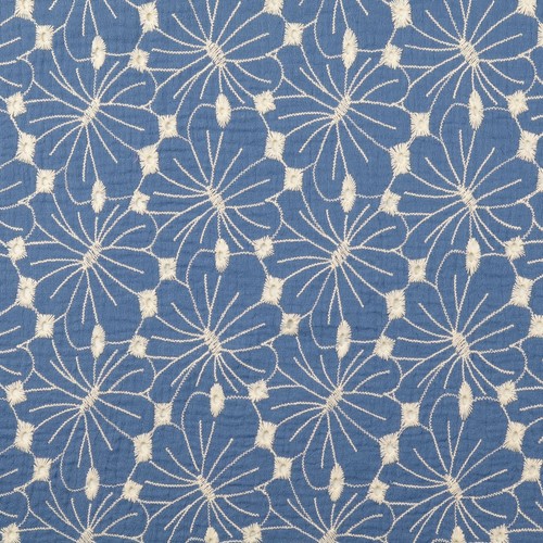 Musselin blau blumenmuster - musselin,