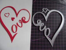 Stanzschablone,schönes  geschwungenes Herz, Love, Hochzeit, Liebe, 2 tlg.