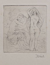 Frauenakt Badende unleserlich