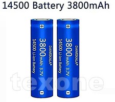 2 x Lithium Ionen Akku 14500 3,7 V 3800 mAh TYP AA Li ion 50x 14 mm Flat Top