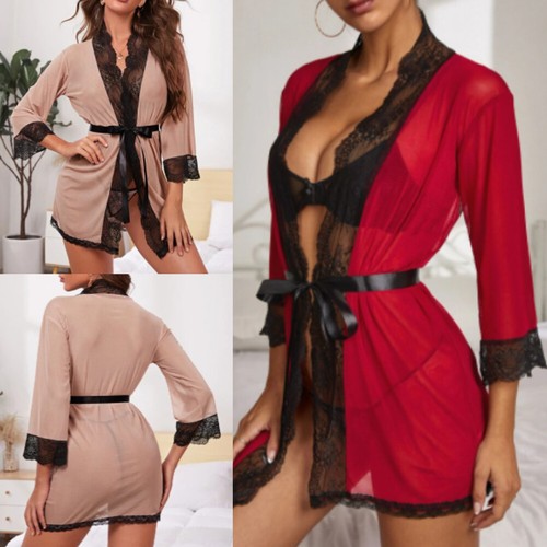 Sexy damen spitzen bademantel - sexy,