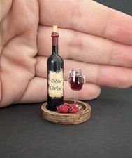 Miniatur 1:12 Puppenhaus - Tablett Flasche Glas Blume - Zubehör Dekoration Deko